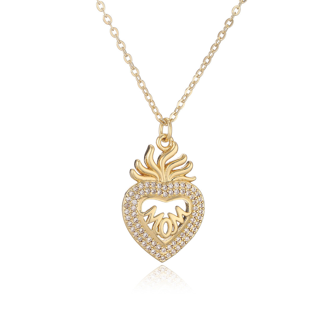 Minimalist Heart-Shaped Copper Pendant Necklace with Real Gold Plating and Zircon Accents for Women