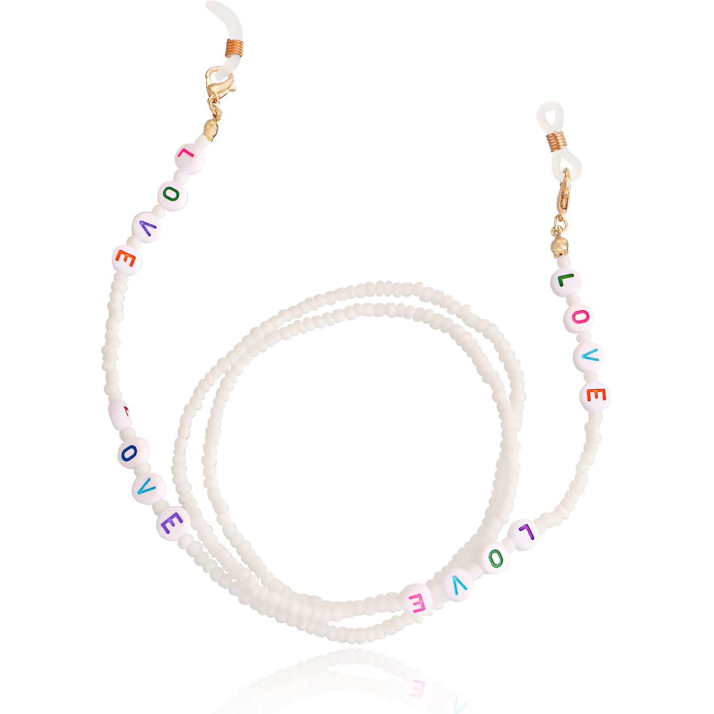 Bohemian Solid Color Letter Glass Beads Eyeglass Chain for Women