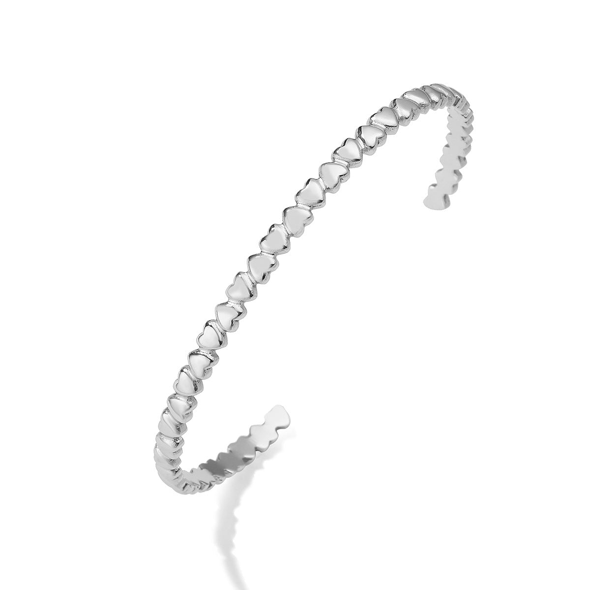 Minimalist Heart-Shaped 18K Gold-Plated Stainless Steel Cuff Bracelet for Women with Irregular Design