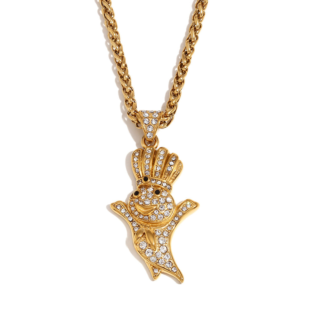 Minimalist Bird-Shaped Stainless Steel Pendant Necklace with 18K Gold Plating for Women