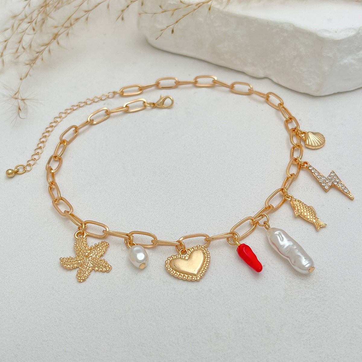 Vintage Sweet Drip Oil Fruit Charm Zinc Alloy Pendant Necklace for Women