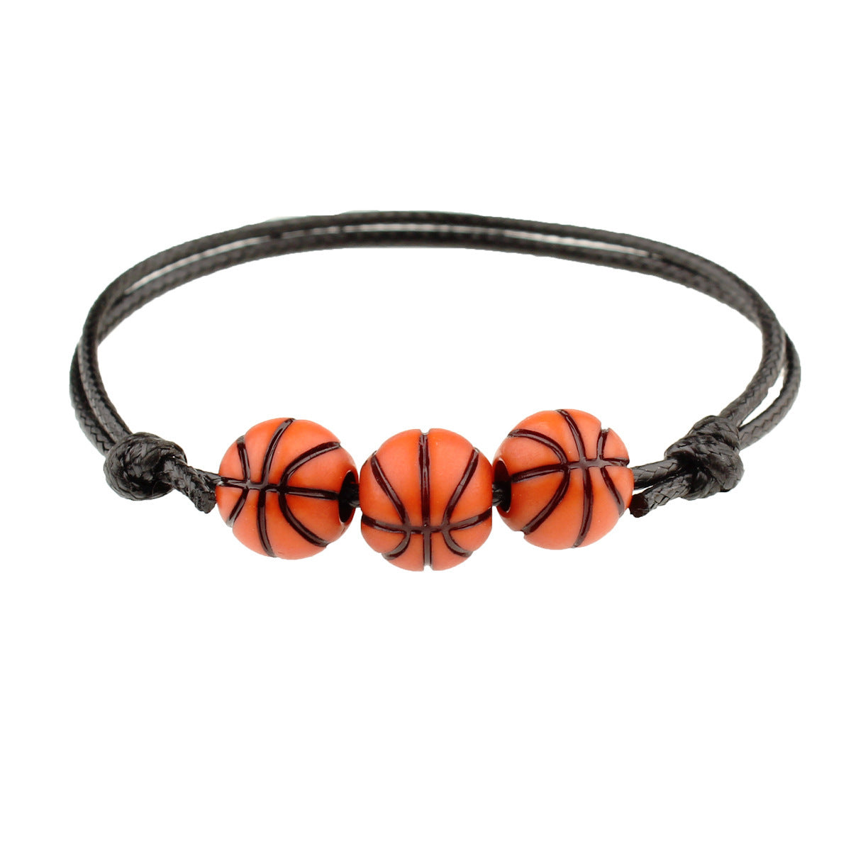 Sporty Geometric Acrylic Ball Beaded Bracelet Unisex Handmade Waxed Cord
