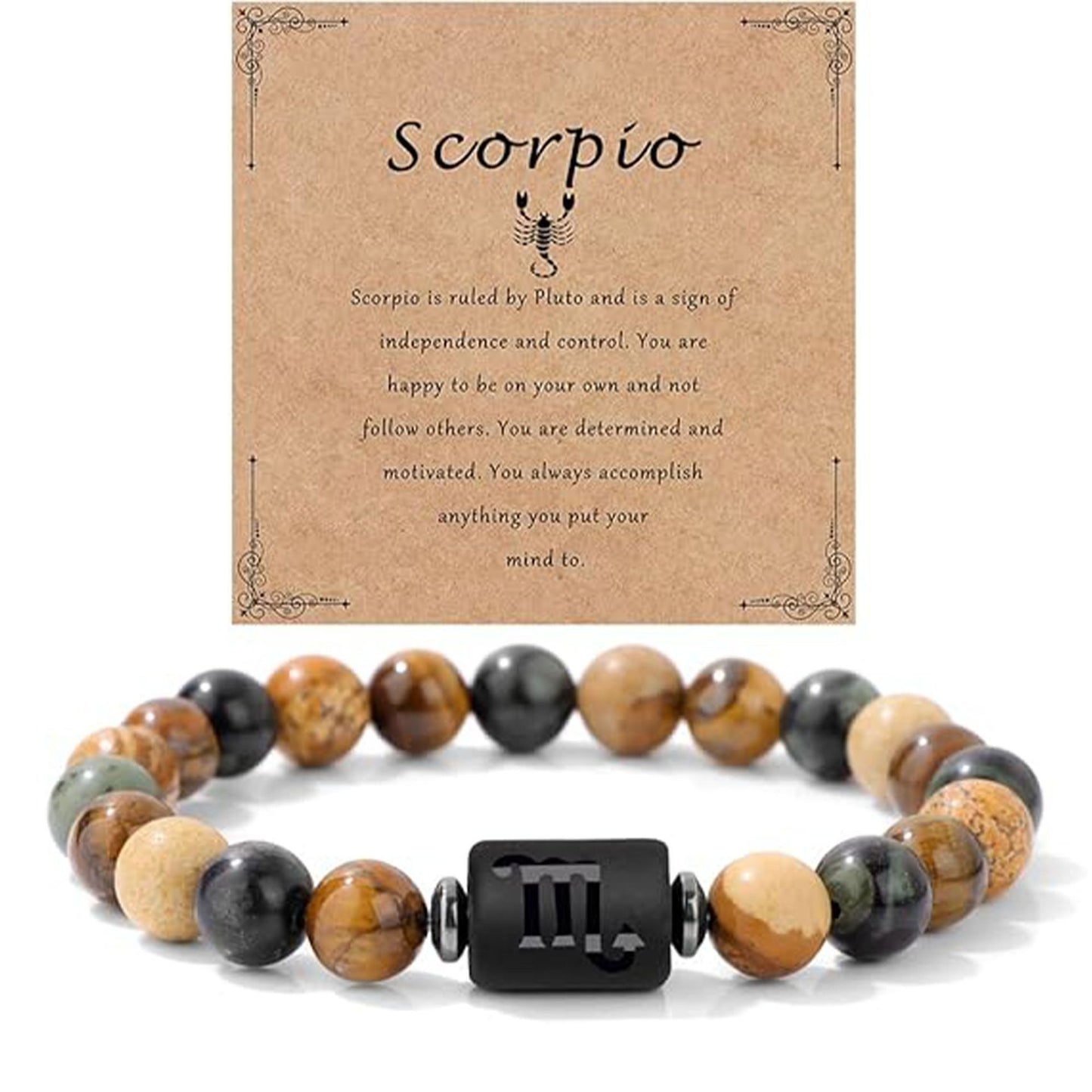 Unisex Natural Stone Zodiac Beaded Bracelet Geometric Elastic String Handmade