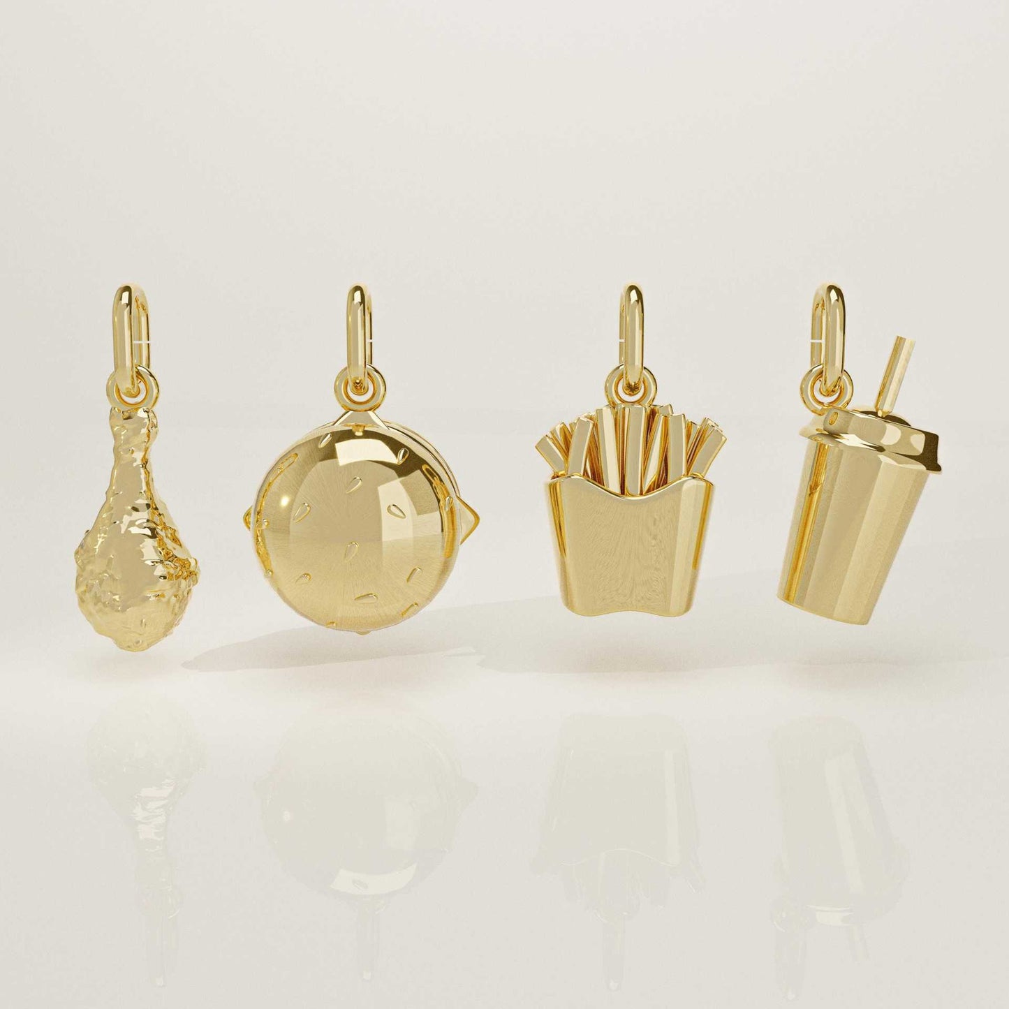 18K Gold Plated Stainless Steel Whisk Pendant Necklace with Cable Chain