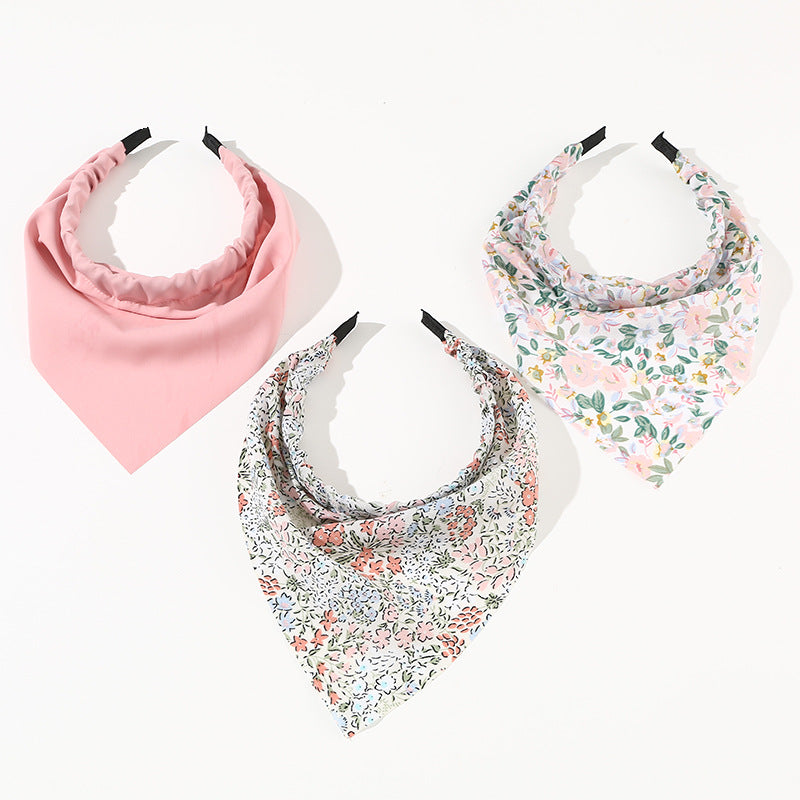 Set di Cerchietti Floreali Carini per Bambini - Cerchietto Morbido a Fascia Larga in Tessuto con Stampa Floreale Rosa, Accessori per Capelli Stile Principessa in Tre Pezzi