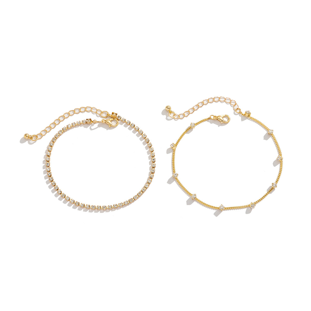 Collana a Catena Minimalista Geometrica per il Corpo da Donna con Accenti di Strass e Chiusura a Moschettone in Metallo