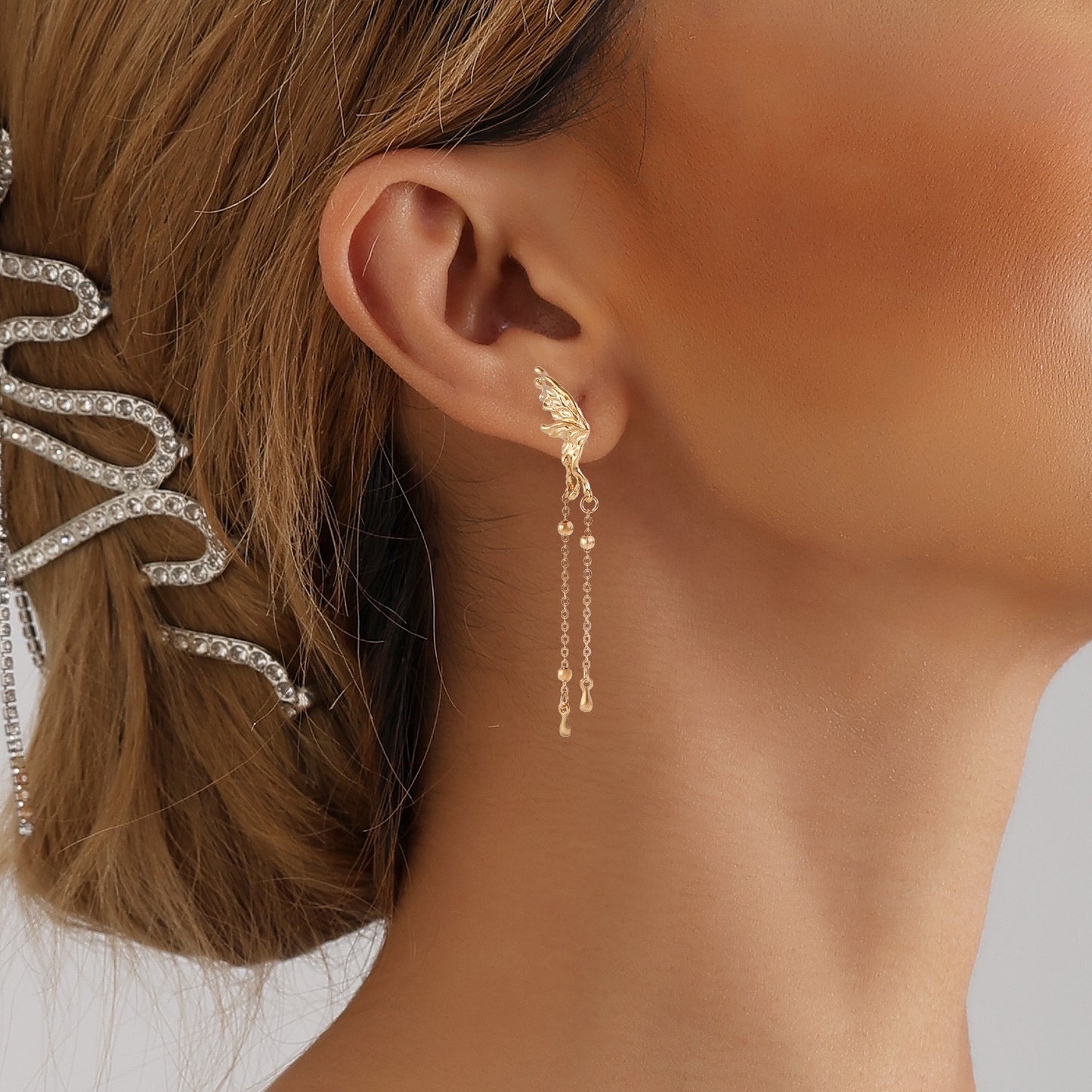 Elegant Butterfly-Shaped Dangle Earrings for Women in Alloy with Plated Finish, Fashion-Forward Geometric Design