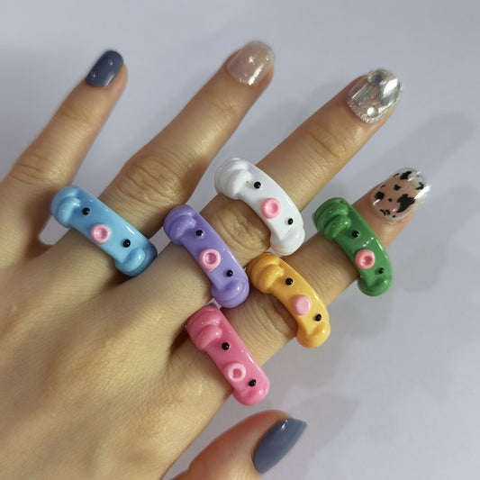 Anillo de rana de resina estilo vintage dulce y fresco para mujer