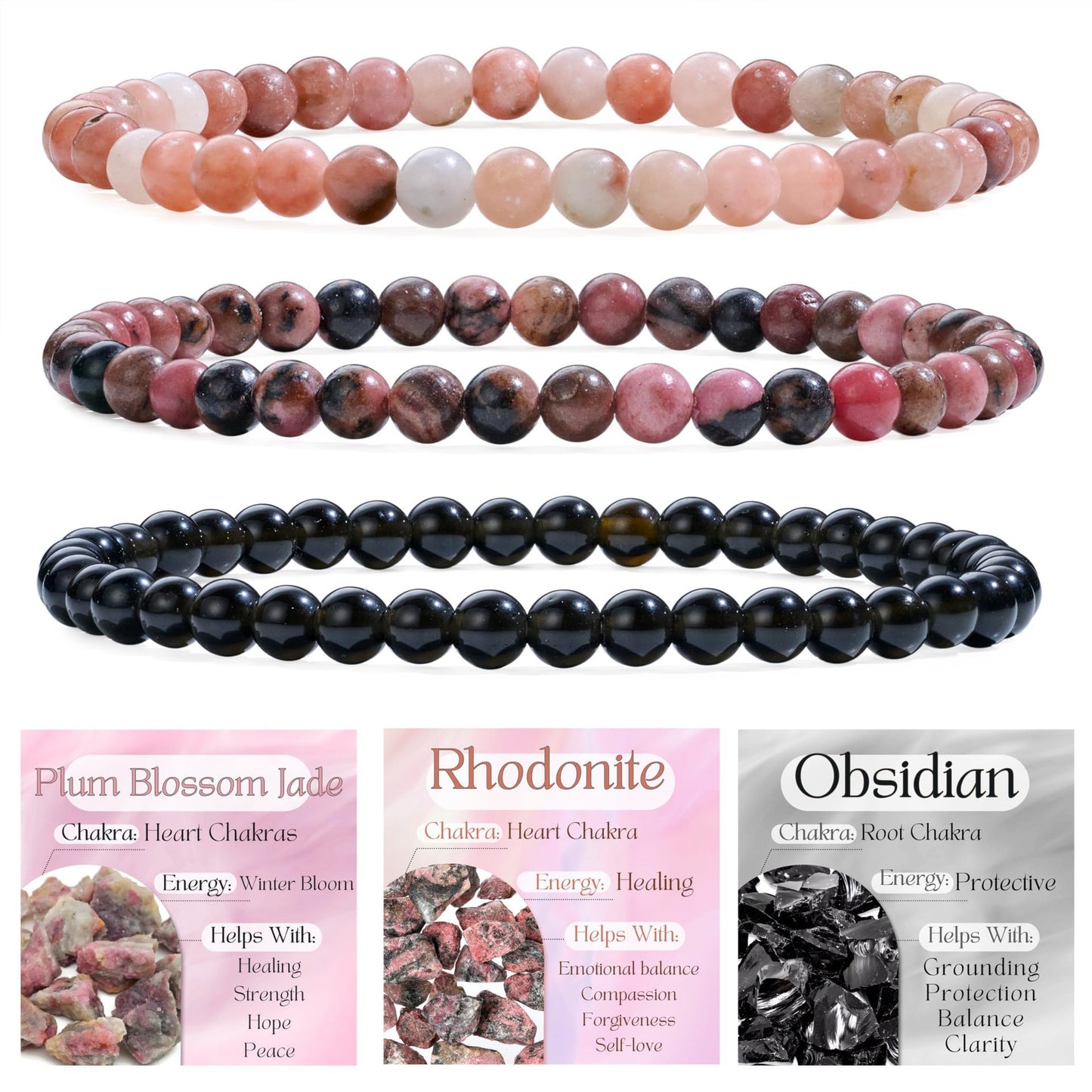 Minimalist Natural Agate and Crystal Geometric Beaded Stretch Bracelet for Women