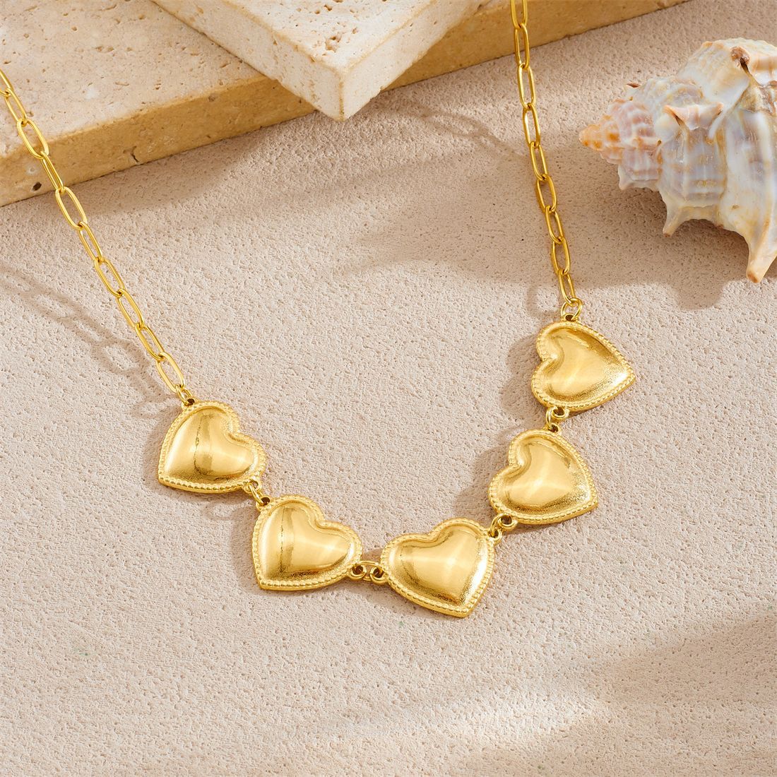 Minimalist Business Gold Plated Stainless Steel Heart Necklace for Women
