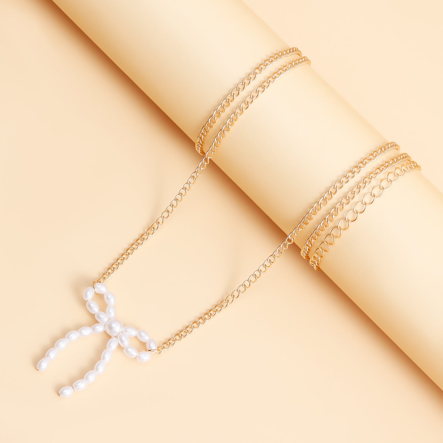 Minimalist Punk Casual Metal Bow Faux Pearl Body Chain for Women