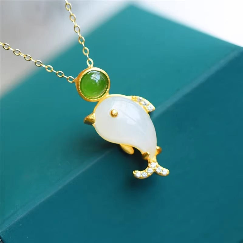 Minimalist Dolphin Pendant Necklace for Women and Men in Titanium Steel with Gold Plating on O-Chain