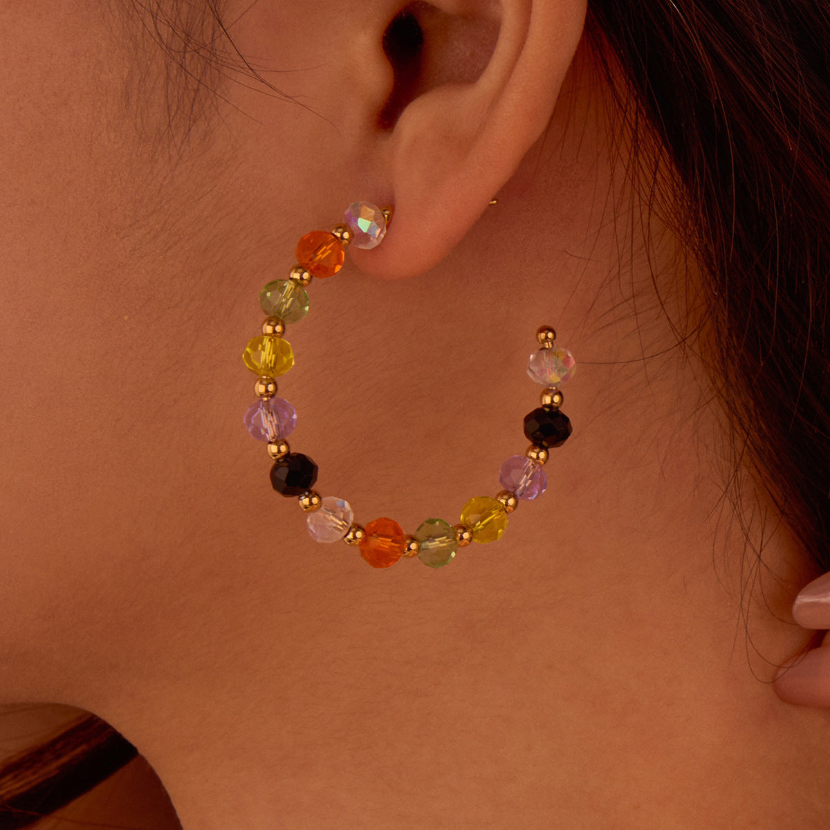 Pendientes de aro geométricos minimalistas de acero inoxidable con acabado chapado para mujer
