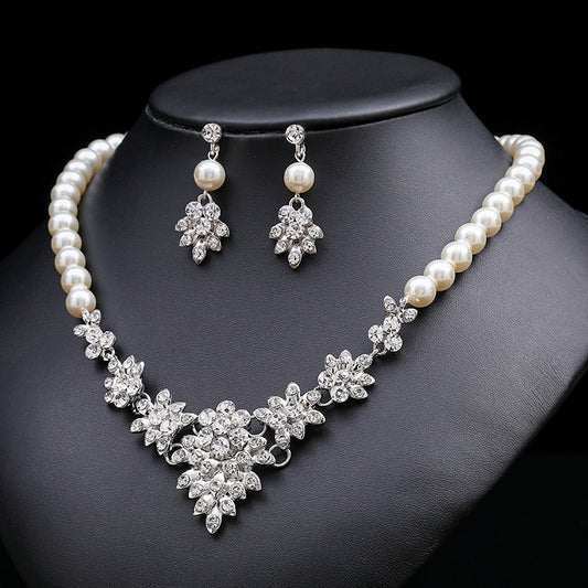 Conjunto de collar y pendientes con colgante de hoja floral chic de aleación con acabado galvanizado para mujer