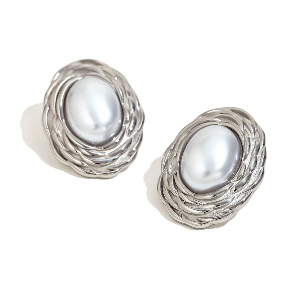 Orecchini minimalisti geometrici da donna in acciaio inossidabile placcato oro 18K con design a petalo plissettato irregolare
