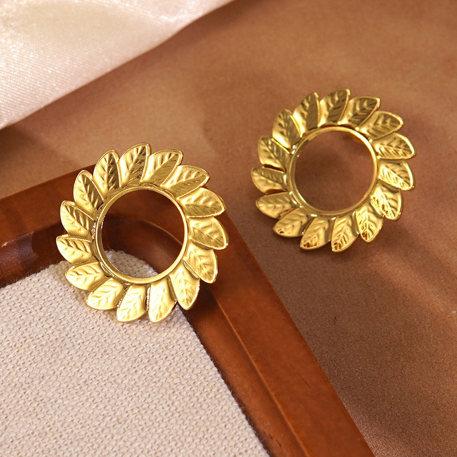 Vintage Elegant Geometric Floral Stainless Steel Earrings
