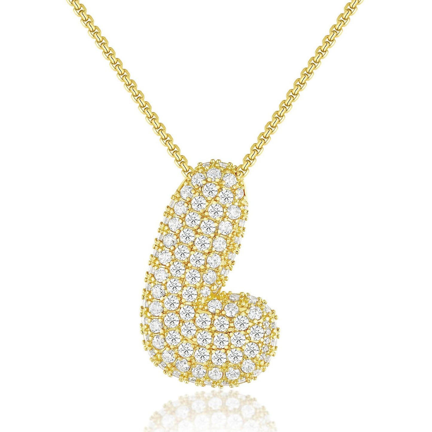 Luxury Elegant Gold Silver Plated Brass Letter Pendant Necklace with Cubic Zirconia for Women