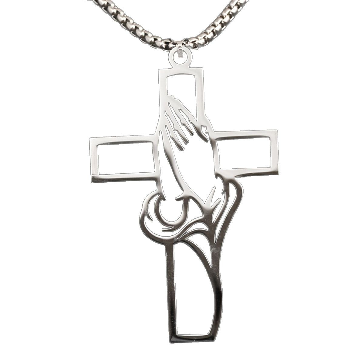 Collana Pendente Croce Geometrica Minimalista per Uomo e Donna Acciaio Inossidabile Lucido Cava Gioielli Fede Regalo