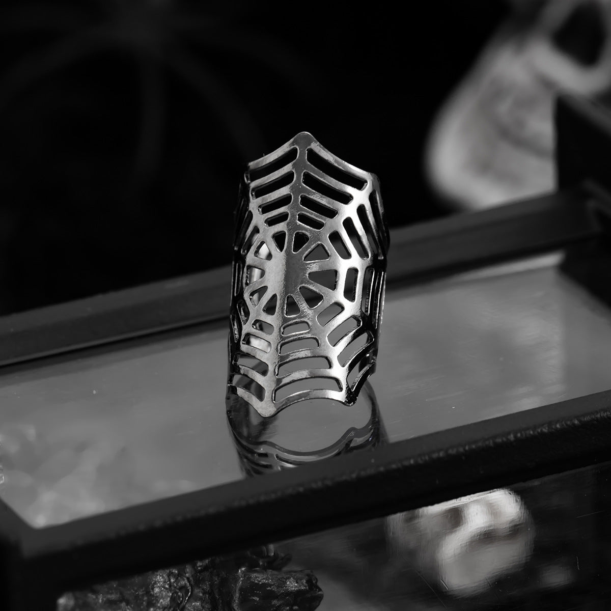 Gothic Plated Iron Geometric Spider Web Ear Cuff for Women