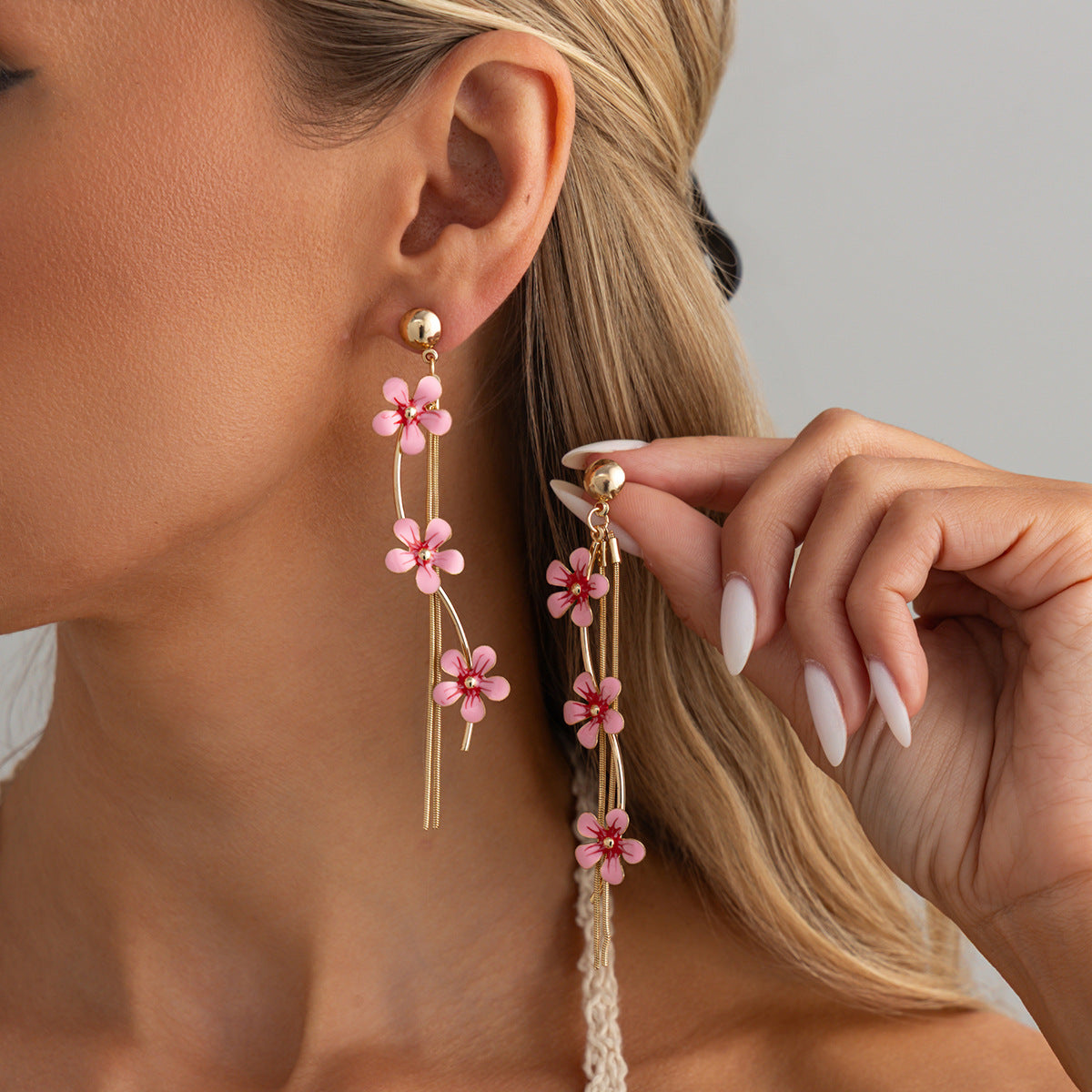 Sweet Floral Plated Iron Earrings for Women