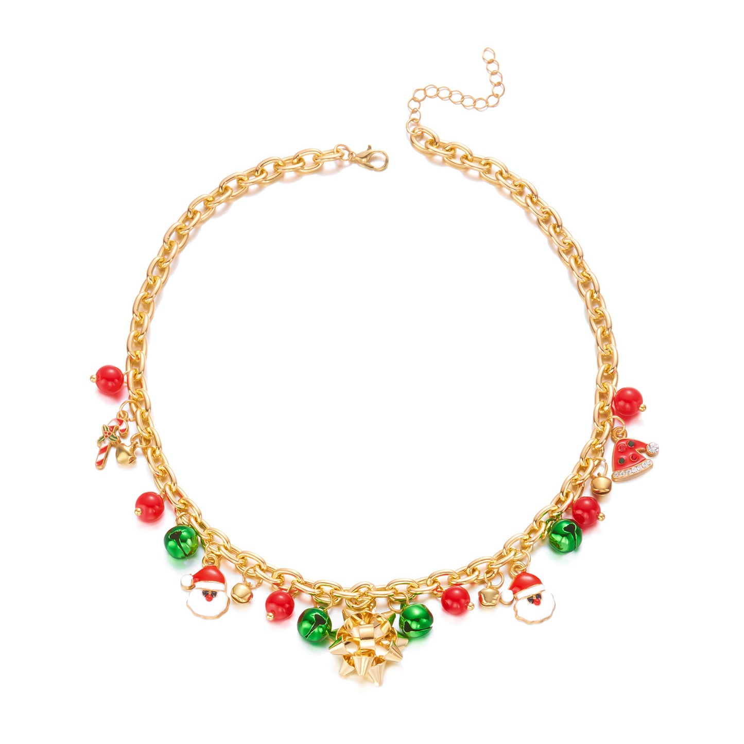 Collana pendente alla moda Babbo Natale e pupazzo di neve per donne con struttura in lega di zinco e finitura placcata