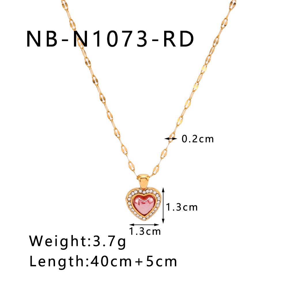 Minimalist Heart-Shaped Titanium Steel Necklace with 18K Gold Plating for Women, Hypoallergenic Locket Chain
