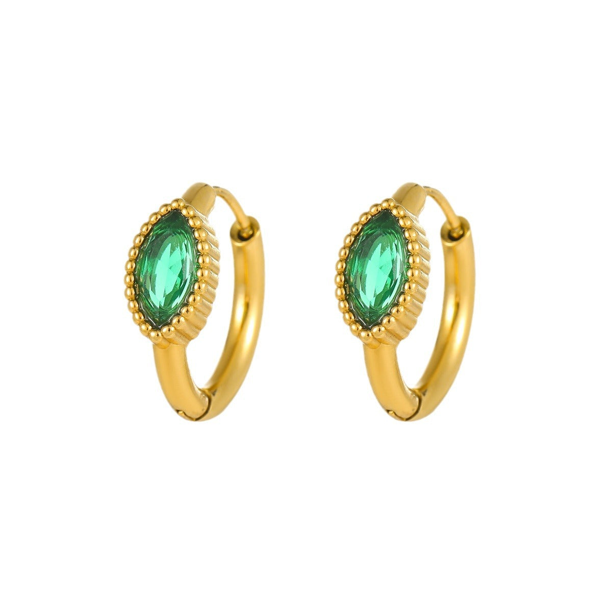 Orecchini geometrici in acciaio inossidabile con intarsio di zirconi per donna, placcati oro 18 carati, orecchini a perno alla moda minimalisti