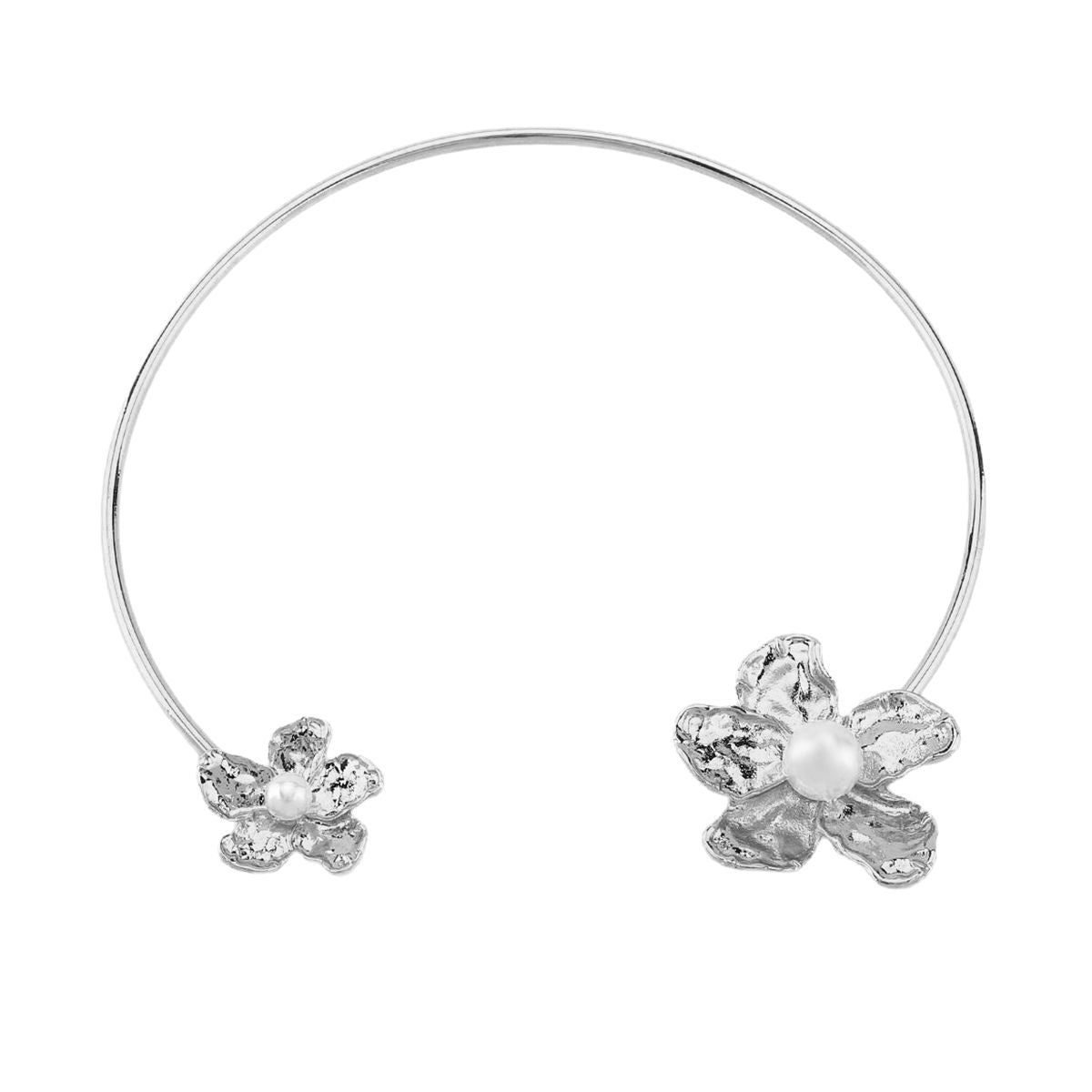 Collar geométrico de moda con base de aleación e incrustaciones de perlas simuladas para mujer