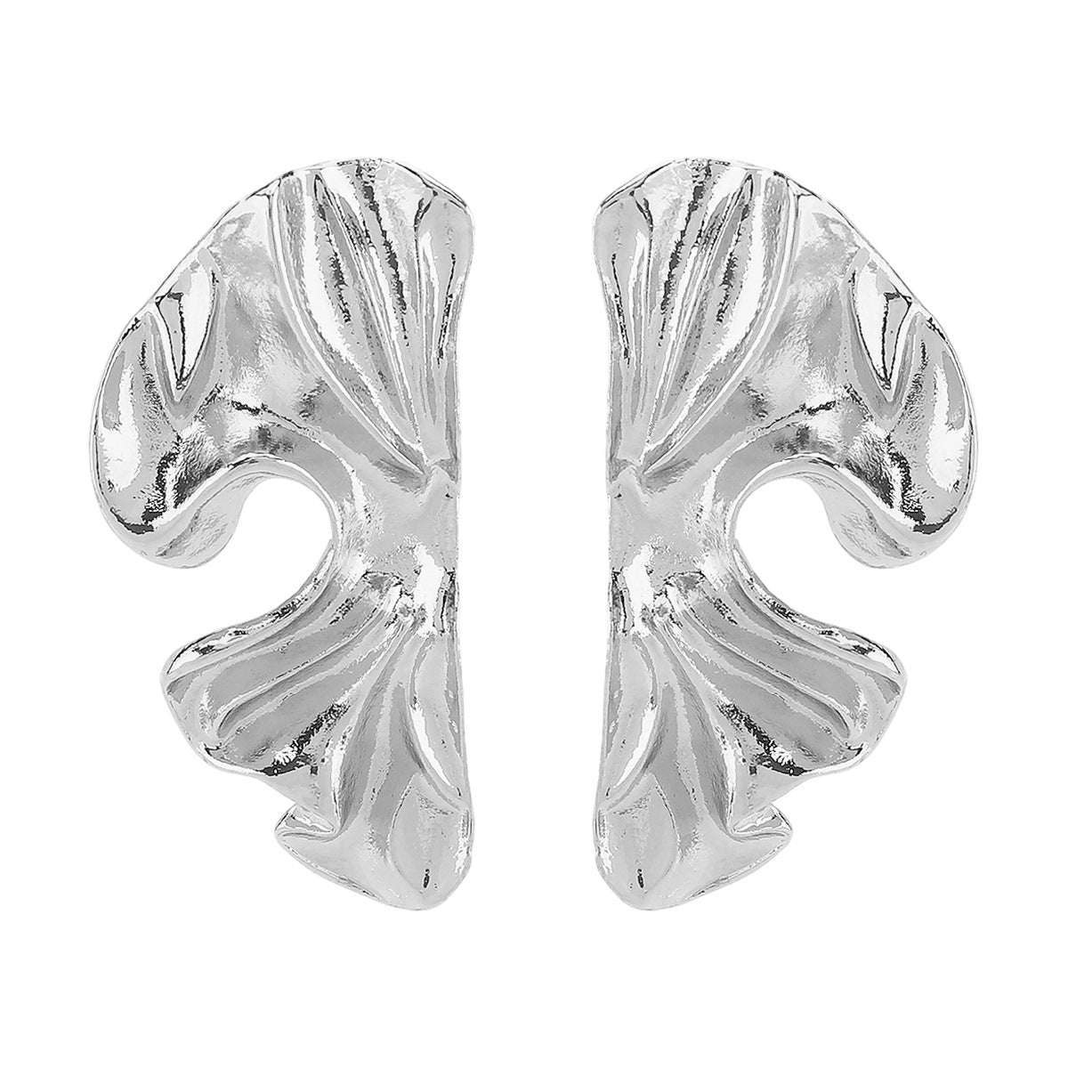 Orecchini a perno da donna con design geometrico minimalista e pieghevole in lega con finitura placcata