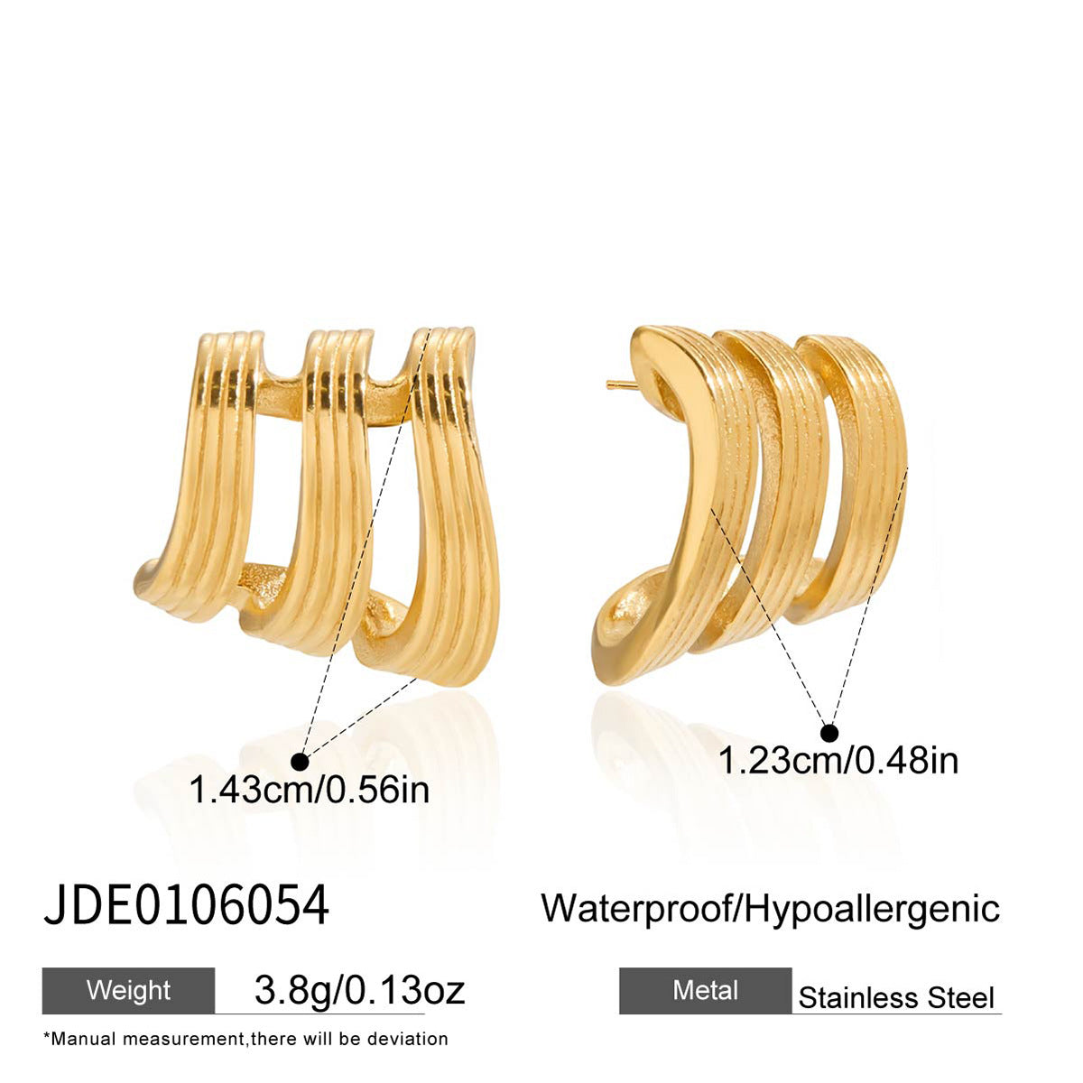 Pendientes de rosca de acero inoxidable geométricos con acabado chapado para mujer, aretes de lujo minimalistas