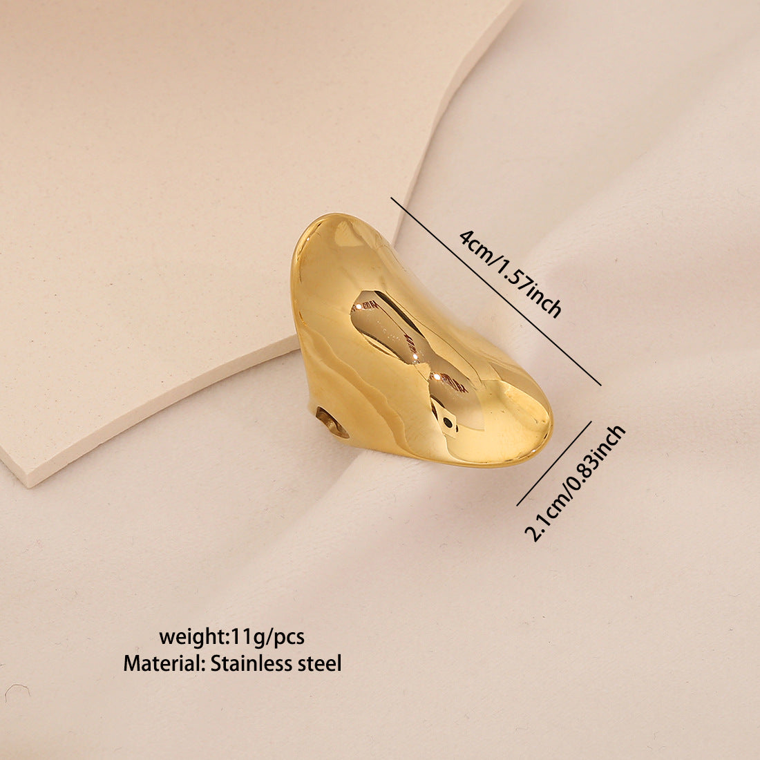 Anello regolabile da donna in acciaio inossidabile geometrico con placcatura in acciaio al titanio e design angolare triangolare e quadrilatero