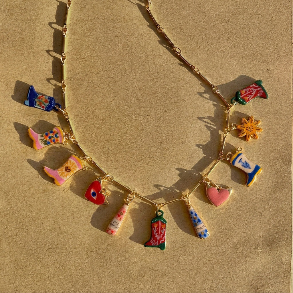 Vintage Plated Brass Heart Charm Bar