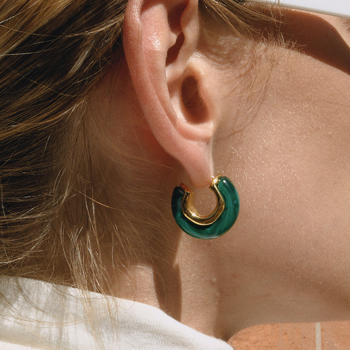 Orecchini a perno geometrici minimalisti in acciaio inossidabile placcato da donna