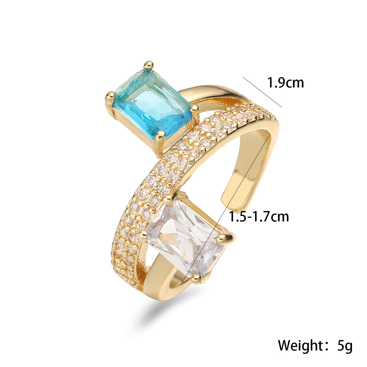 Minimalist Geometric Gold Plated Brass Ring with Cubic Zirconia for Women