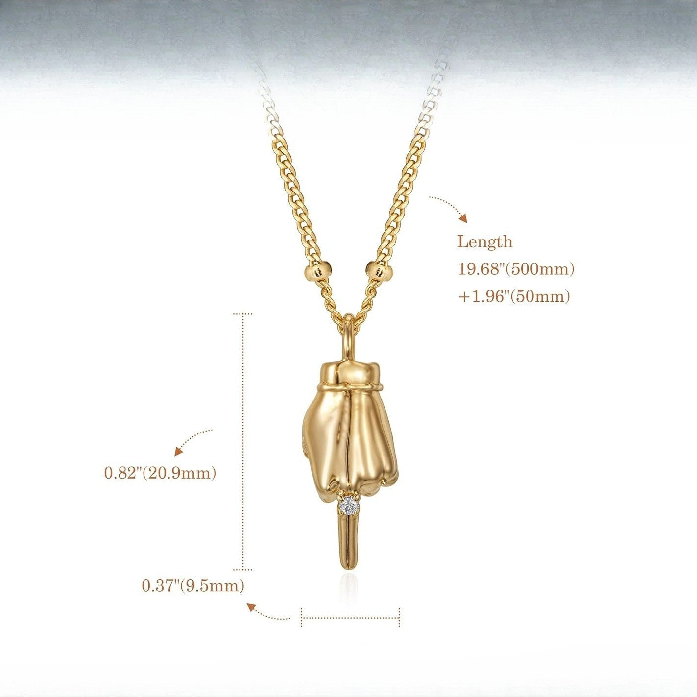 Punk 14K Gold Plated Brass Round Geometric Rhinestone Cuban Link Chain Necklace for Women