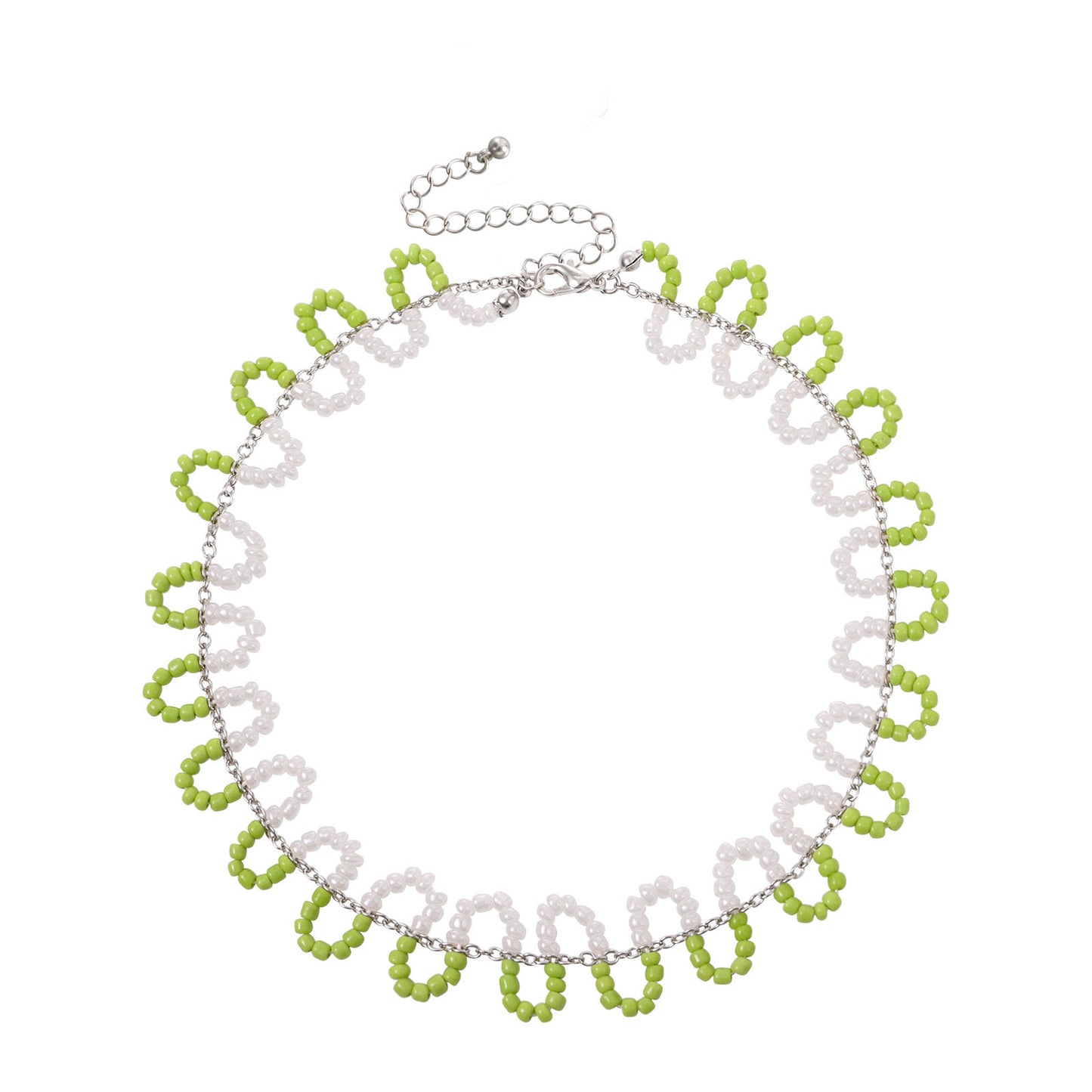 Bohemian Colorful Seed Bead S-Shaped Necklace with Geometric Pendant in Alloy Plated Finish