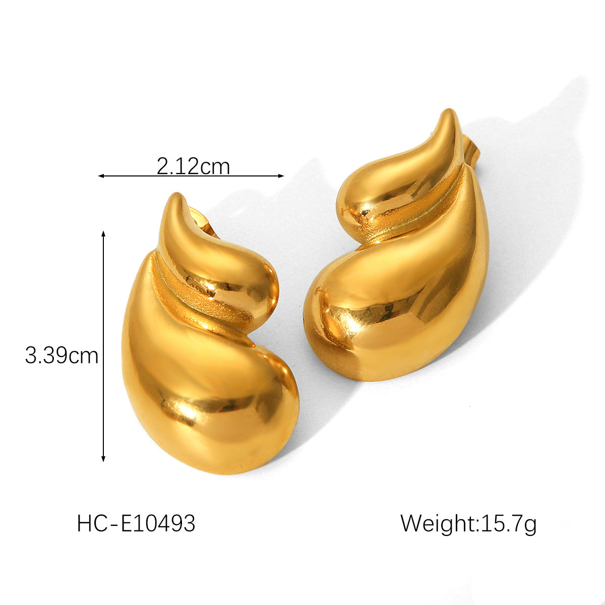 Minimalist Geometric Titanium Steel Stud Earrings for Women with Wavy Texture and Irregular Drop Shape