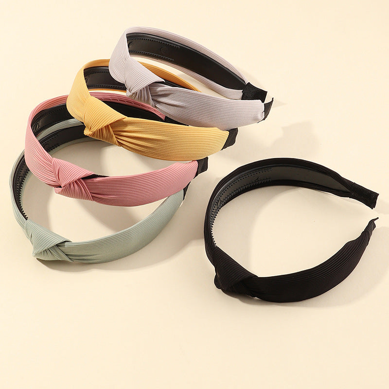 Set de Diademas de Tela Lisas Estilo Natural para Niñas, Paquete de Diademas Hechas a Mano con Rayas