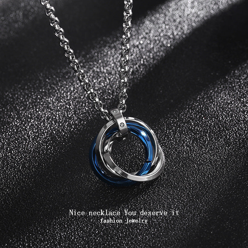 Collar Minimalista de Acero de Titanio Geométrico con Acabado Pulido para Hombre y Mujer con Colgante de Cadena O