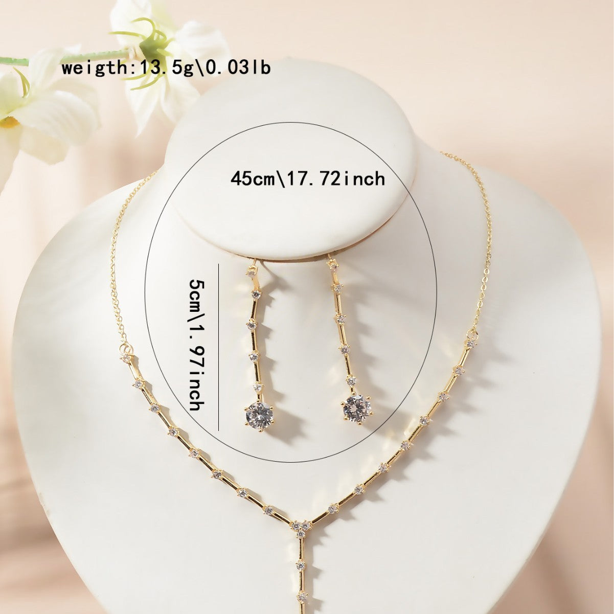 Collana Pendente Minimalista Elegante Rotonda Stella Luna Geometrica Zircone Cubico Intarsiato Strass per Donna Set di Gioielli per Feste di Matrimonio