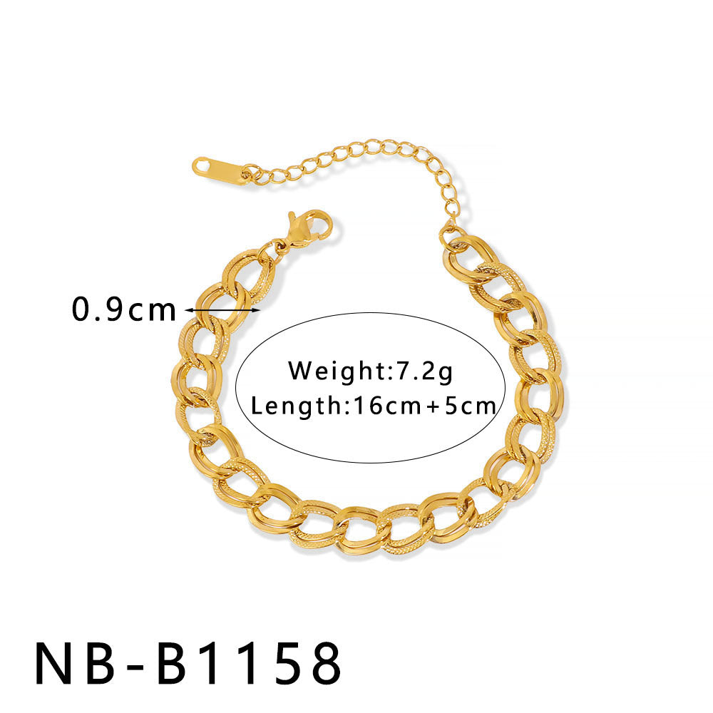 INS Style Geometric and Letter-Shaped Titanium Steel Stainless Steel Bracelet with 18K Gold Plating for Couples