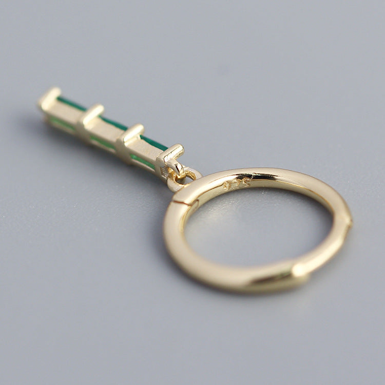 Minimalist Geometric Rectangular S925 Sterling Silver Hoop Earrings with Zircon Inlay for Women