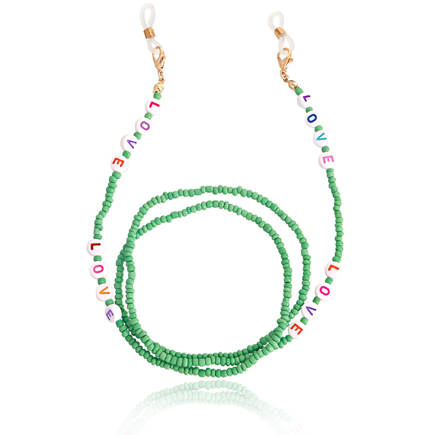 Bohemian Solid Color Letter Glass Beads Eyeglass Chain for Women