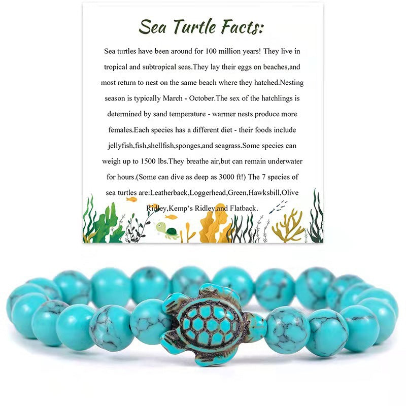 Minimalist Animal Turtle Turquoise Beaded Bracelet Unisex