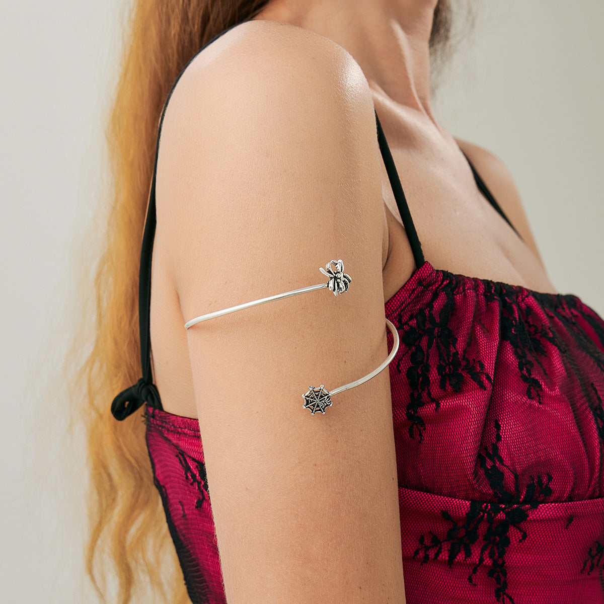 Gothic Minimalist Cross Heart Zinc Alloy Plated Open Cuff Bracelet with Bat Element
