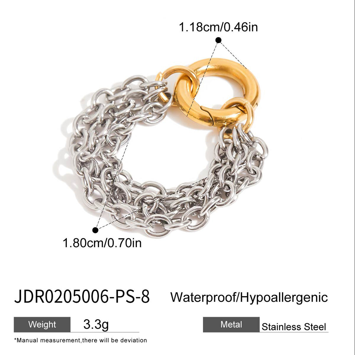 Anillo con borla geométrica a la moda en acero de titanio con acabado chapado para mujer
