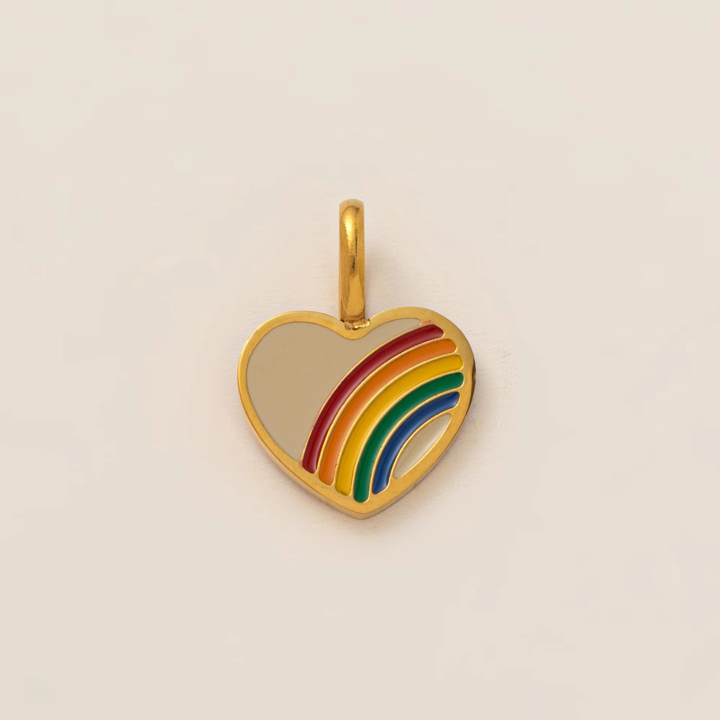 18K Gold Plated Stainless Steel Heart Charm Bar PVD Coated Pendant