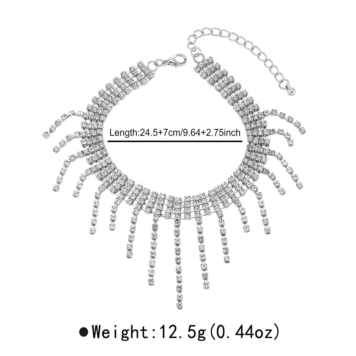 Cadena de brazo minimalista geométrica con incrustaciones de diamantes de imitación y detalles de flecos para mujer