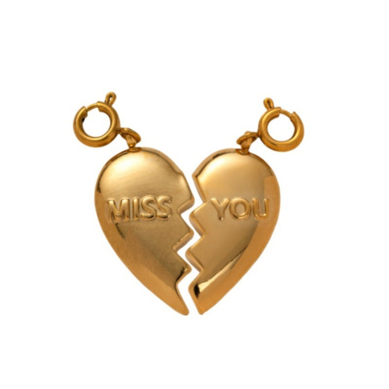 Gold Plated Stainless Steel Fruit and Heart Pendant Necklace