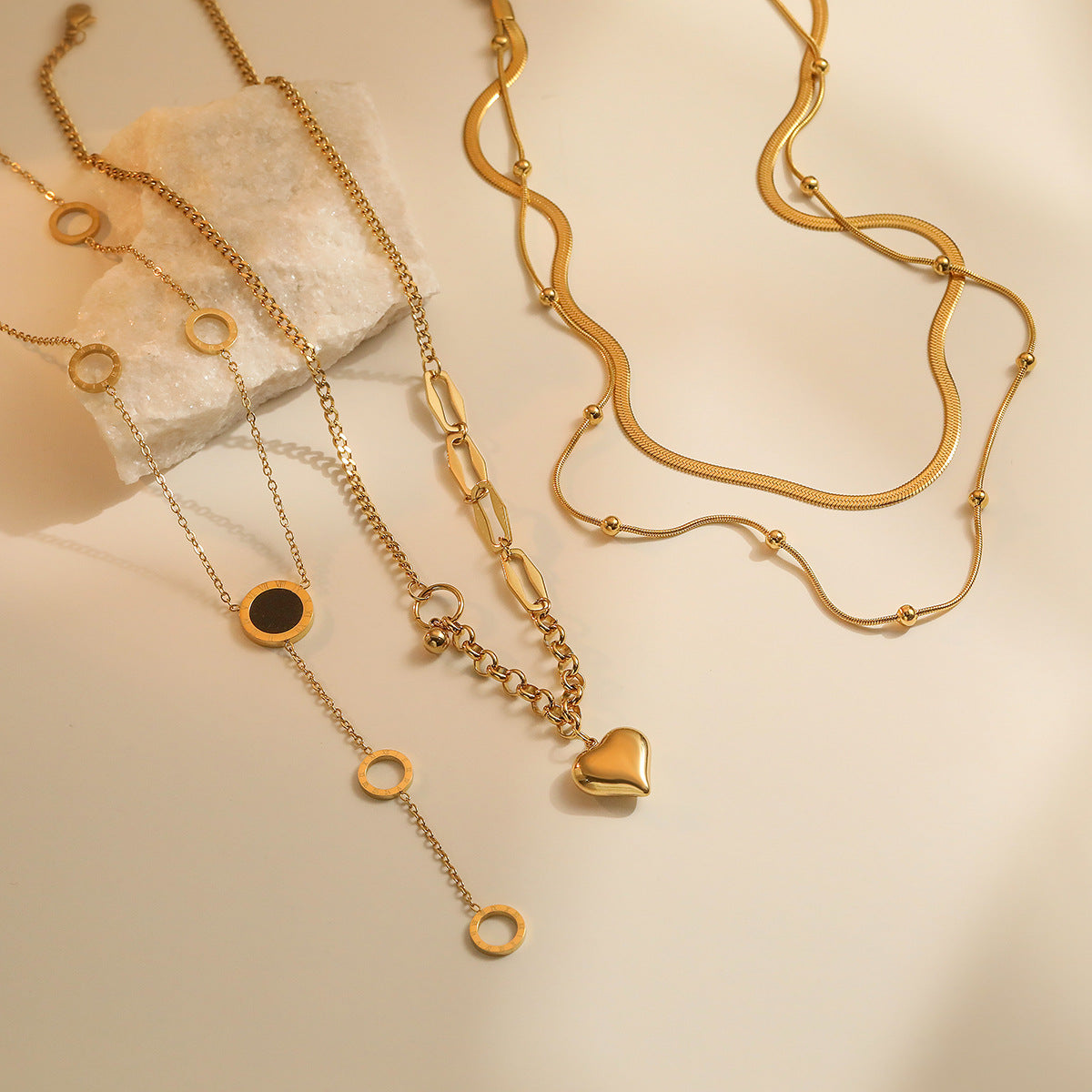 Collana Minimalista Geometrica da Donna in Acciaio al Titanio, Catena Ipoallergenica per Clavicola da Indossare a Strati